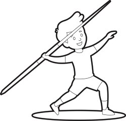 boy prepares to throw spear in javelin throw competition outline