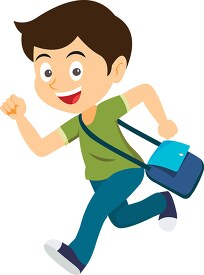 boy running with his bagpack school clipart