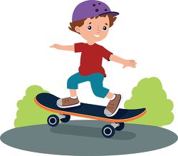 boy skateboarding with a helmet clipart