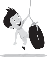 boy swinging on tire gray color clipart