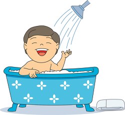 boy taking bath clipart