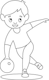 boy throws bowling ball black outline clipart