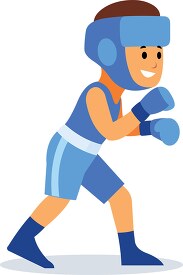 Boy wearing protective gear while Boxing Clipart