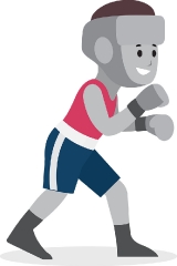 Boy wearing protective gear while Boxing gray color clipart