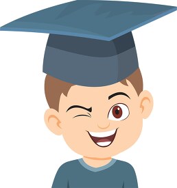 boy winking wearing graduation cap clipart