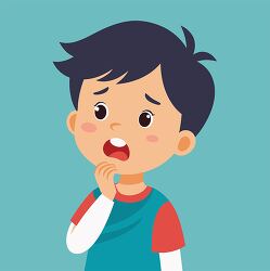 Boy with toothache places Hand on Mouth