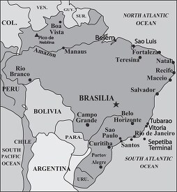 Brazil country map gray color