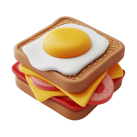breakfast sandwich 3d clay icon