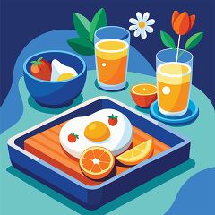 breakfast tray eggs orange juice