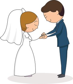 bride groom taking vows clipart