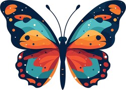 brightly multi colored blue orange red  butterfly with patterns 