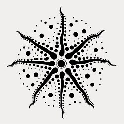 brittle star black white outline printable clip art