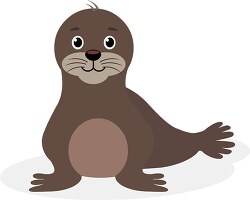 brown baby seal with big eyes clipart