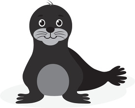 brown baby seal with big eyes clipart