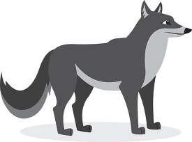 brown coyote with a black tail stands clipart gray color