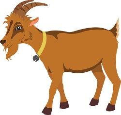 brown goat with bell around neck clipart