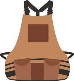 brown work apron with pockets for tools clipart