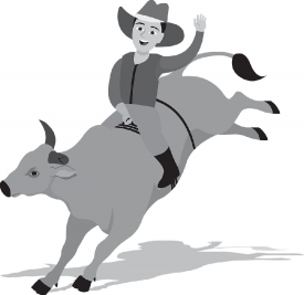 bull riding exstreme sports gray color clipart