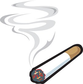 burning cigarette with smoke clipart