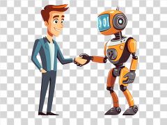 Businessman Shaking Hands With a Friendly Robot