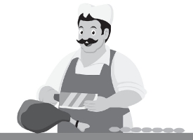 butcher holding knife gray color clipart