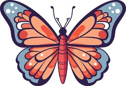 butterfly with a blue and orange wing clip art