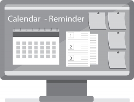 calendar reminder notes on computer  gray 2 gray color clipart