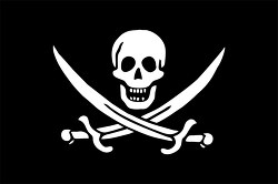 calico jack pirate flag with swords and skull
