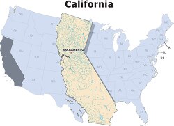 California state large usa map clipart