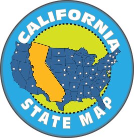 california state map with us map round design