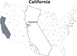 California usa state black outline clipart