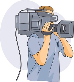 camera man holding video camera on shoulder