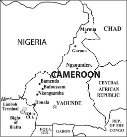 Cameroon country map black white