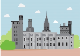 cardiff castle in wales gray color clipart