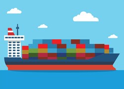 cargo container ship transports goods in containers to ports cli