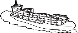 cargo ship with containers outline 2267