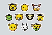 Cartoon animal face stickers