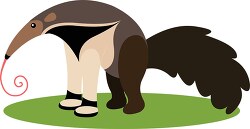 cartoon anteater with a long tail long curled tongue clip art