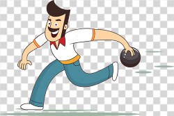 cartoon bowler with a big smile about to release the bowling bal