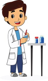 cartoon boy wears doctor lab coat