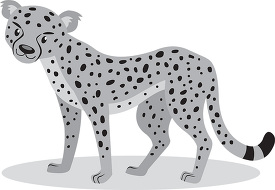 cartoon cheetah standing on the grass with a white background gr