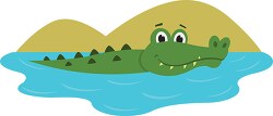 cartoon crocodile is swimming in the water