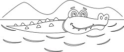 cartoon crocodile is swimming in the water outline