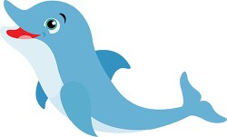 cartoon dolphin with open mouth and blue eyes