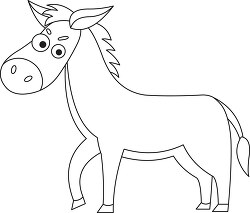 cartoon donkey with a surprised look on its face outline
