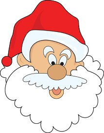 cartoon face of santa claus in red hat clipart
