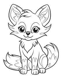 cartoon fox with a black and white drawing of a fluffy tail