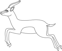 cartoon gazelle running on a white background black outline clip