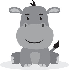 cartoon hippo sitting on the ground with a smile on its face gra