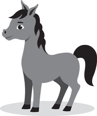 cartoon horse with brown eyes and a brown mane gray color clip a